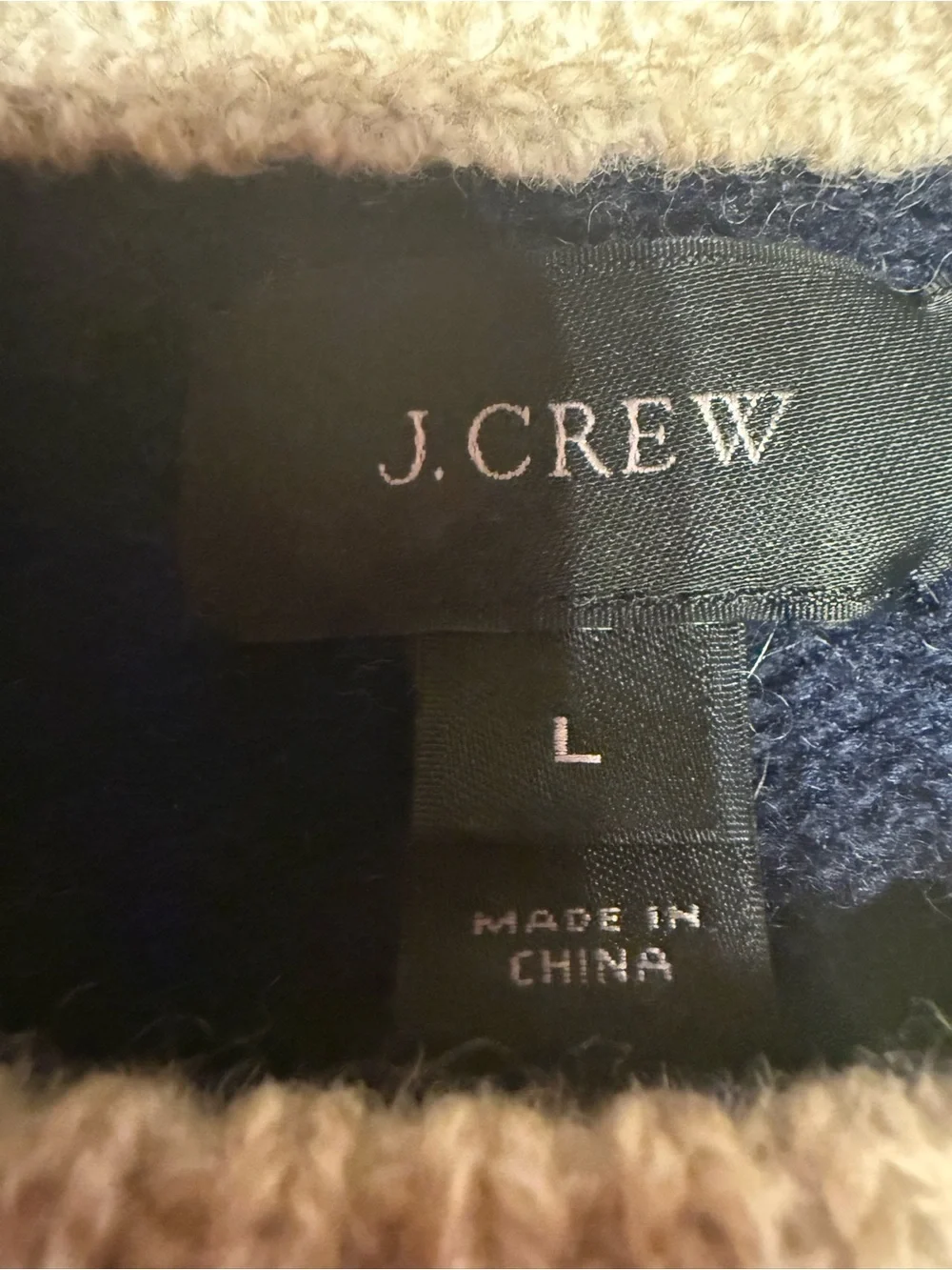 Vintage J Crew 100% Wool Navy and Natural Stripe Crewneck Sweater